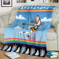 Unicorn Pew Pew Christmas Blanket Xmas Holiday Patterns - Wonder Print Shop