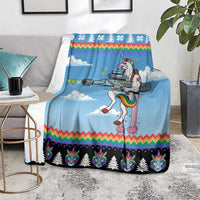 Unicorn Pew Pew Christmas Blanket Xmas Holiday Patterns - Wonder Print Shop