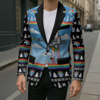Unicorn Pew Pew Christmas Blazer Xmas Holiday Patterns - Wonder Print Shop