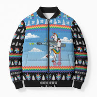 Unicorn Pew Pew Christmas Bomber Puffer Jacket Xmas Holiday Patterns - Wonder Print Shop