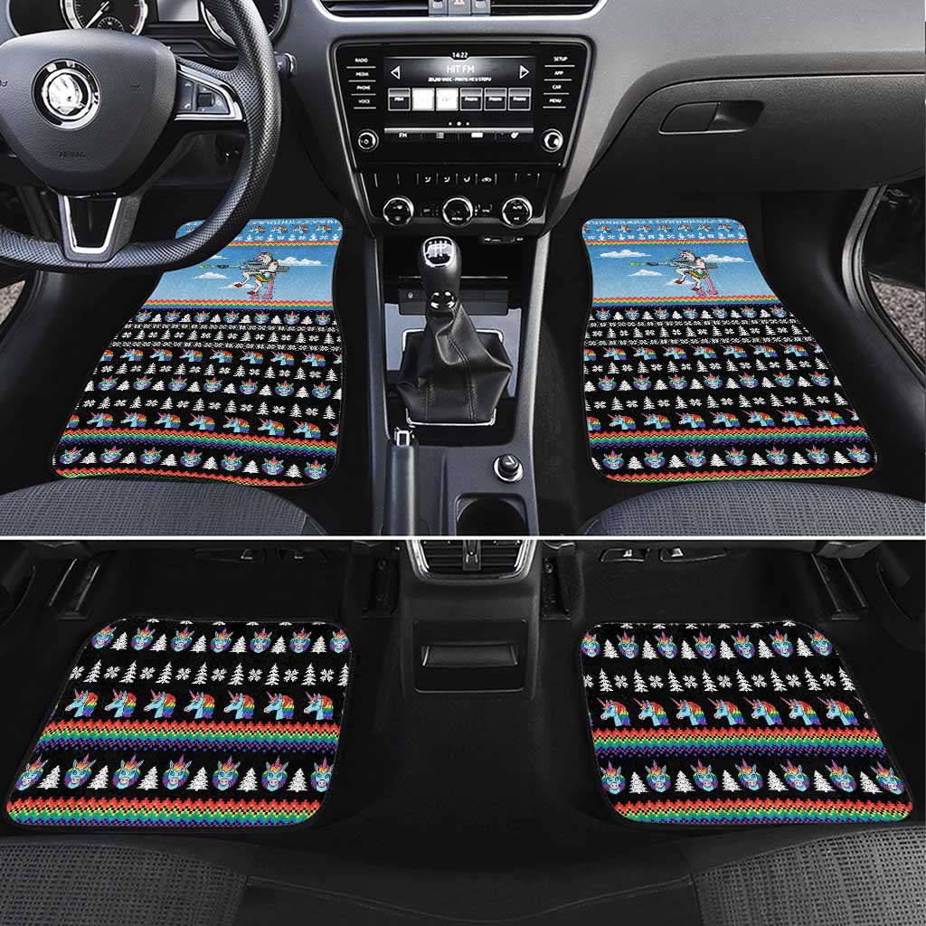 Unicorn Pew Pew Christmas Car Mats Xmas Holiday Patterns - Wonder Print Shop