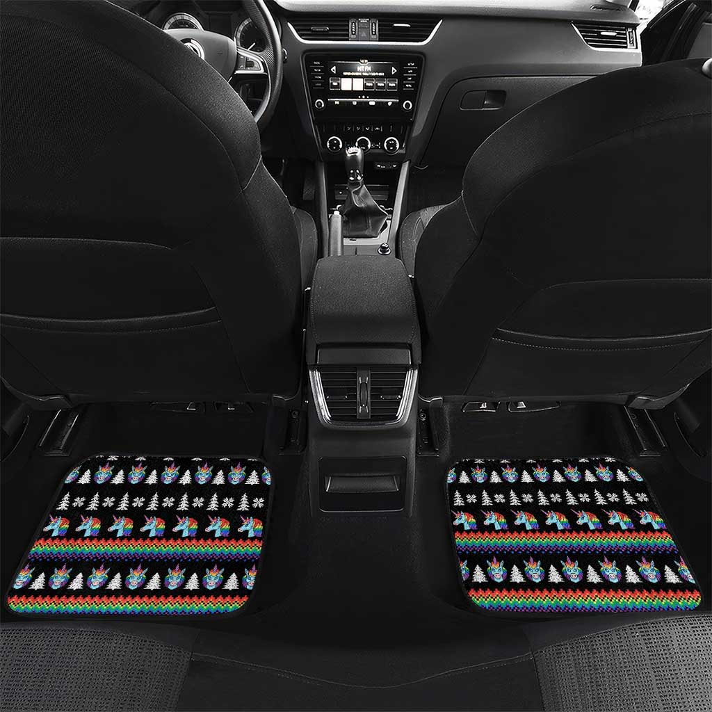 Unicorn Pew Pew Christmas Car Mats Xmas Holiday Patterns - Wonder Print Shop