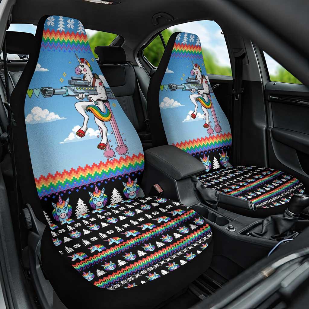 Unicorn Pew Pew Christmas Car Seat Cover Xmas Holiday Patterns - Wonder Print Shop