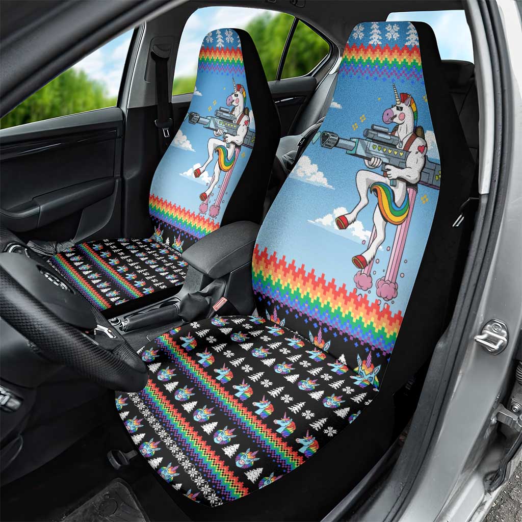Unicorn Pew Pew Christmas Car Seat Cover Xmas Holiday Patterns - Wonder Print Shop
