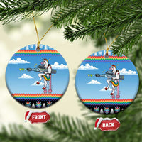 Unicorn Pew Pew Christmas Ceramic Ornament Xmas Holiday Patterns - Wonder Print Shop