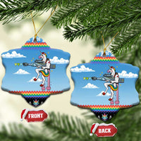 Unicorn Pew Pew Christmas Ceramic Ornament Xmas Holiday Patterns - Wonder Print Shop