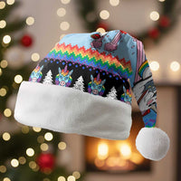 Unicorn Pew Pew Christmas Santa Hat Xmas Holiday Patterns - Wonder Print Shop