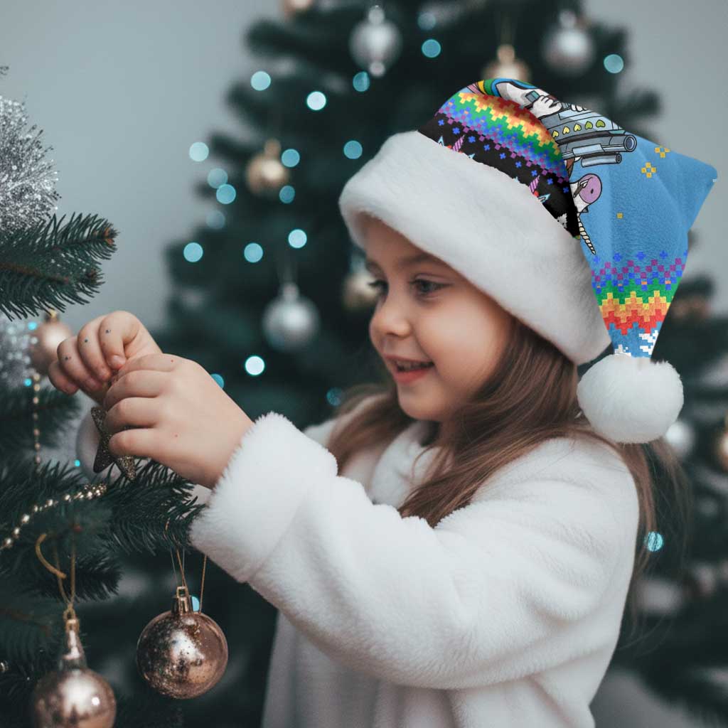 Unicorn Pew Pew Christmas Santa Hat Xmas Holiday Patterns - Wonder Print Shop