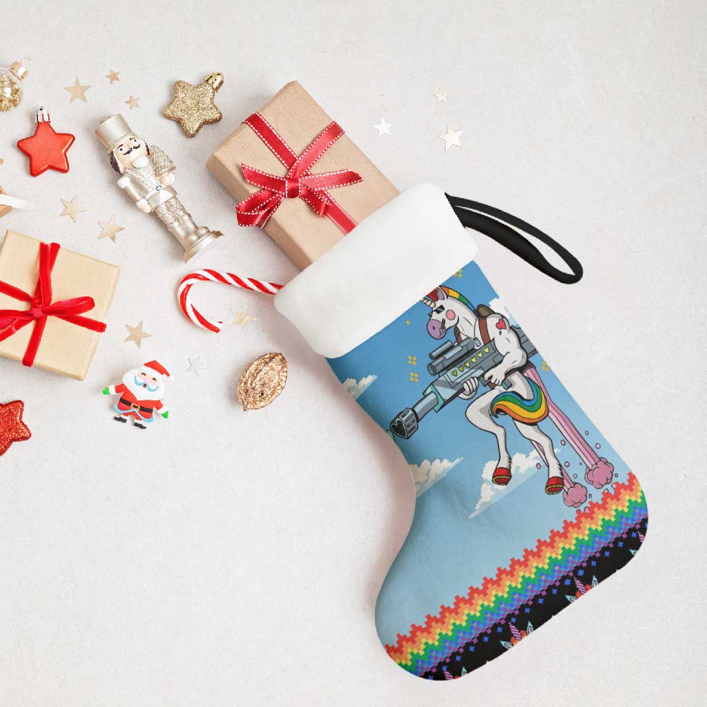 Unicorn Pew Pew Christmas Stocking Xmas Holiday Patterns - Wonder Print Shop