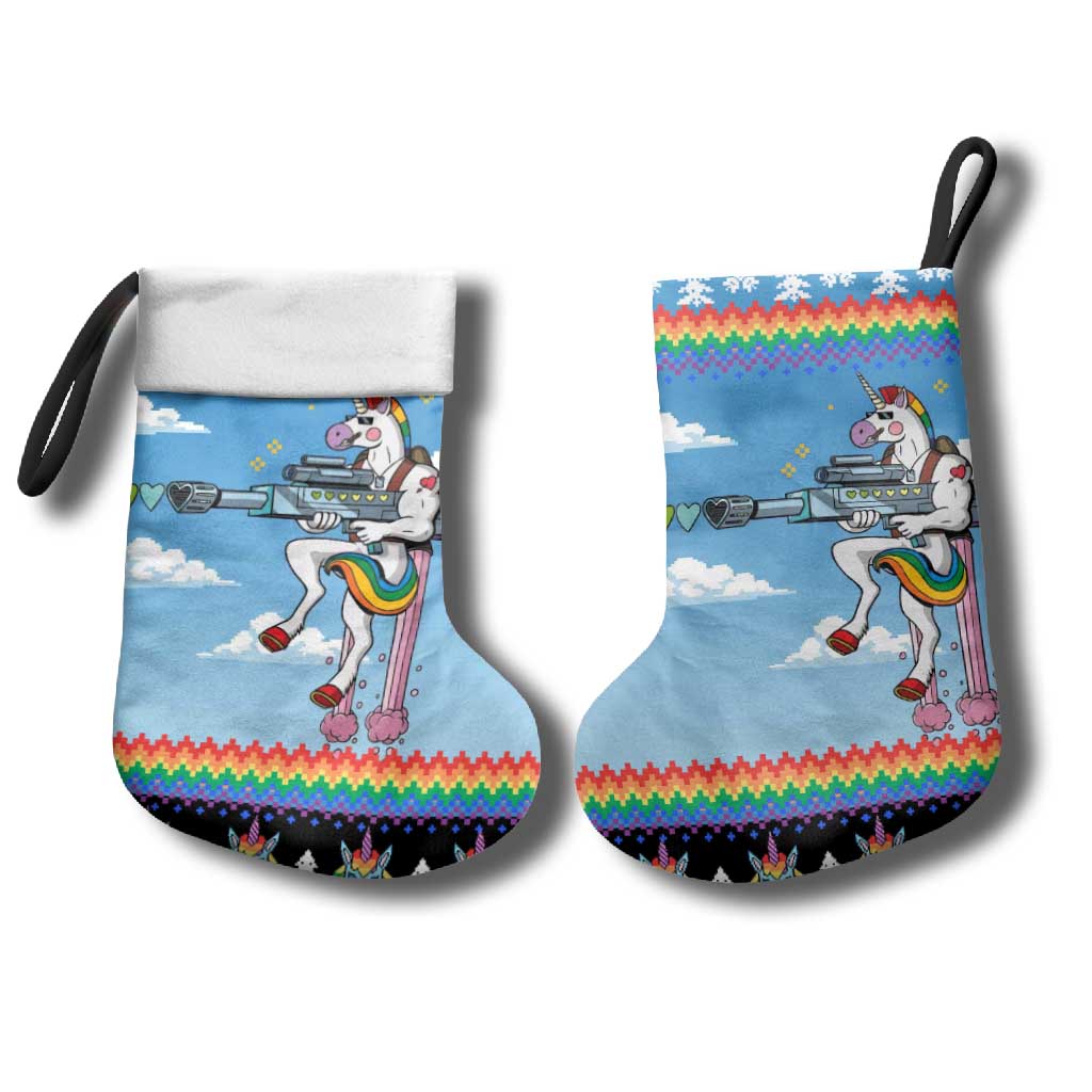 Unicorn Pew Pew Christmas Stocking Xmas Holiday Patterns - Wonder Print Shop