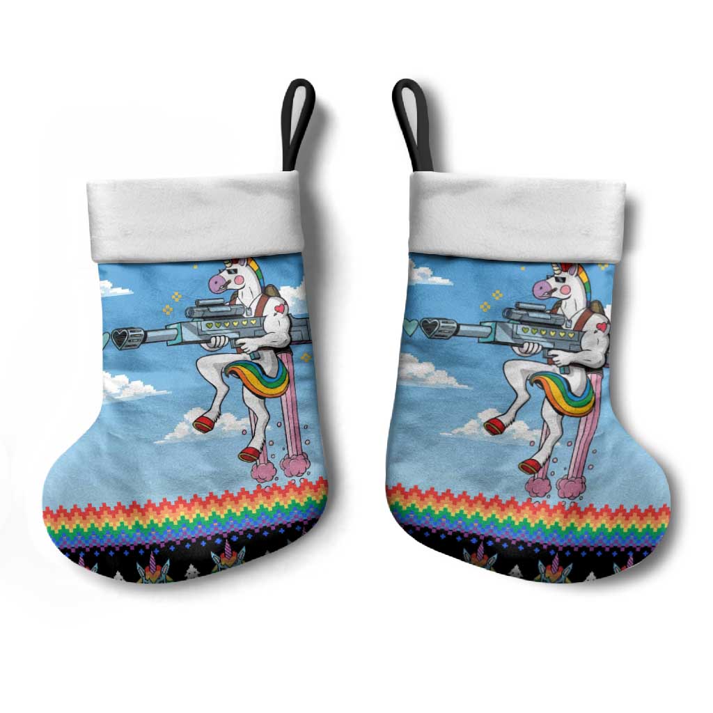 Unicorn Pew Pew Christmas Stocking Xmas Holiday Patterns - Wonder Print Shop