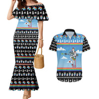 Unicorn Pew Pew Christmas Couples Matching Mermaid Dress and Hawaiian Shirt Xmas Holiday Patterns - Wonder Print Shop