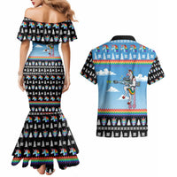 Unicorn Pew Pew Christmas Couples Matching Mermaid Dress and Hawaiian Shirt Xmas Holiday Patterns - Wonder Print Shop