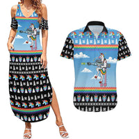 Unicorn Pew Pew Christmas Couples Matching Summer Maxi Dress and Hawaiian Shirt Xmas Holiday Patterns - Wonder Print Shop