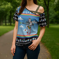 Unicorn Pew Pew Christmas Cross Shoulder Shirt Xmas Holiday Patterns - Wonder Print Shop