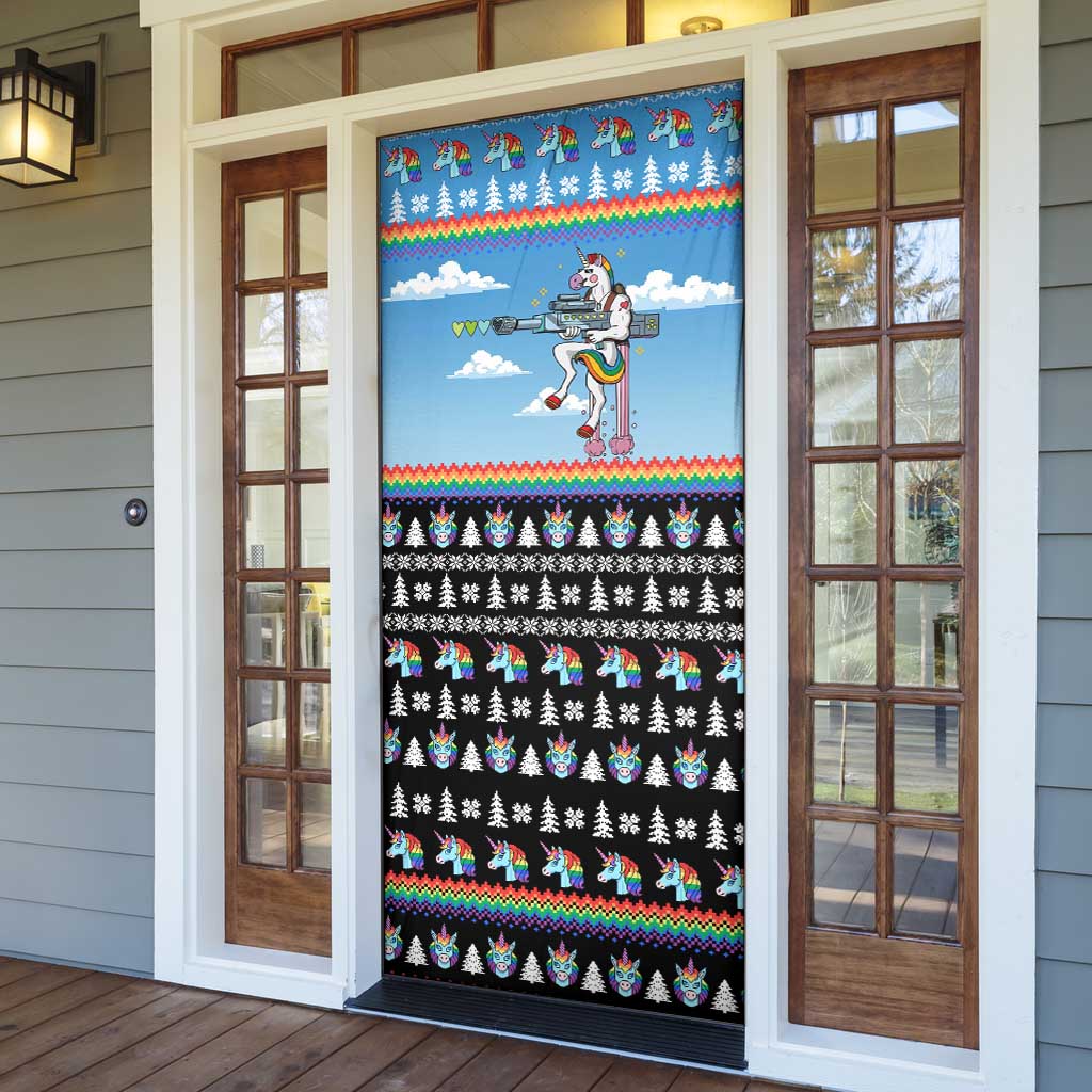 Unicorn Pew Pew Christmas Door Cover Xmas Holiday Patterns - Wonder Print Shop