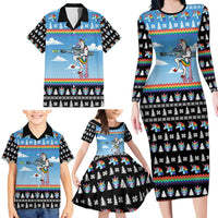 Unicorn Pew Pew Christmas Family Matching Long Sleeve Bodycon Dress and Hawaiian Shirt Xmas Holiday Patterns - Wonder Print Shop