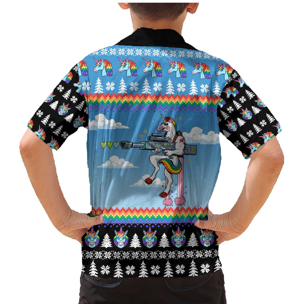 Unicorn Pew Pew Christmas Family Matching Mermaid Dress and Hawaiian Shirt Xmas Holiday Patterns - Wonder Print Shop