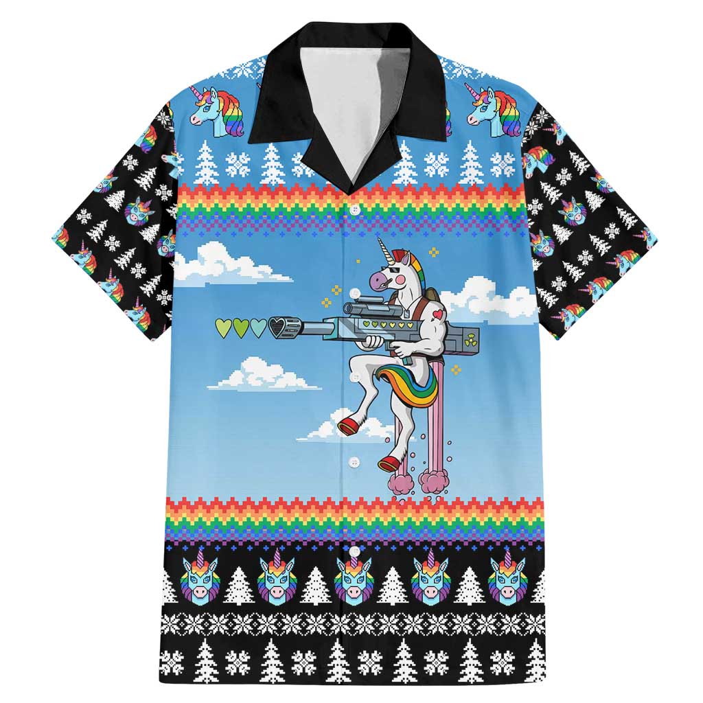 Unicorn Pew Pew Christmas Family Matching Mermaid Dress and Hawaiian Shirt Xmas Holiday Patterns - Wonder Print Shop