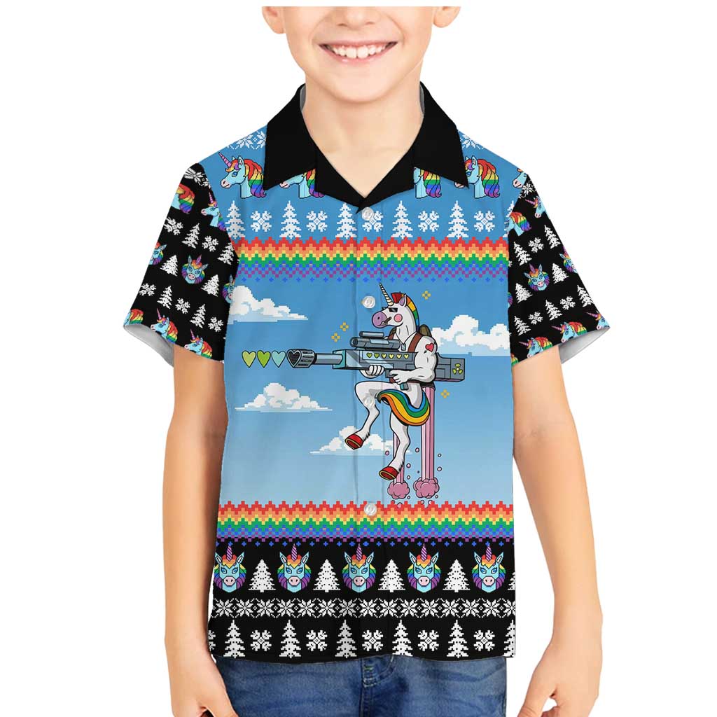Unicorn Pew Pew Christmas Family Matching Mermaid Dress and Hawaiian Shirt Xmas Holiday Patterns - Wonder Print Shop