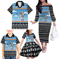 Unicorn Pew Pew Christmas Family Matching Off The Shoulder Long Sleeve Dress and Hawaiian Shirt Xmas Holiday Patterns - Wonder Print Shop