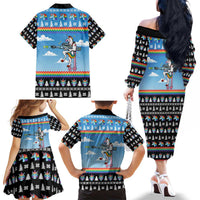 Unicorn Pew Pew Christmas Family Matching Off The Shoulder Long Sleeve Dress and Hawaiian Shirt Xmas Holiday Patterns - Wonder Print Shop