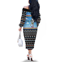 Unicorn Pew Pew Christmas Family Matching Off The Shoulder Long Sleeve Dress and Hawaiian Shirt Xmas Holiday Patterns - Wonder Print Shop