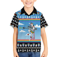 Unicorn Pew Pew Christmas Family Matching Off The Shoulder Long Sleeve Dress and Hawaiian Shirt Xmas Holiday Patterns - Wonder Print Shop
