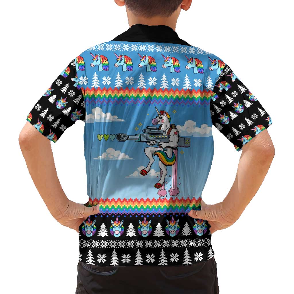 Unicorn Pew Pew Christmas Family Matching Puletasi and Hawaiian Shirt Xmas Holiday Patterns - Wonder Print Shop