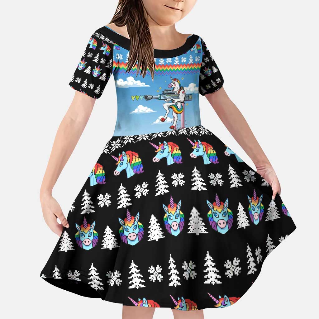 Unicorn Pew Pew Christmas Family Matching Puletasi and Hawaiian Shirt Xmas Holiday Patterns - Wonder Print Shop