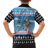 Unicorn Pew Pew Christmas Family Matching Short Sleeve Bodycon Dress and Hawaiian Shirt Xmas Holiday Patterns - Wonder Print Shop