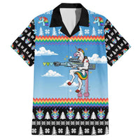 Unicorn Pew Pew Christmas Family Matching Short Sleeve Bodycon Dress and Hawaiian Shirt Xmas Holiday Patterns - Wonder Print Shop