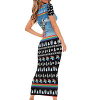 Unicorn Pew Pew Christmas Family Matching Short Sleeve Bodycon Dress and Hawaiian Shirt Xmas Holiday Patterns - Wonder Print Shop