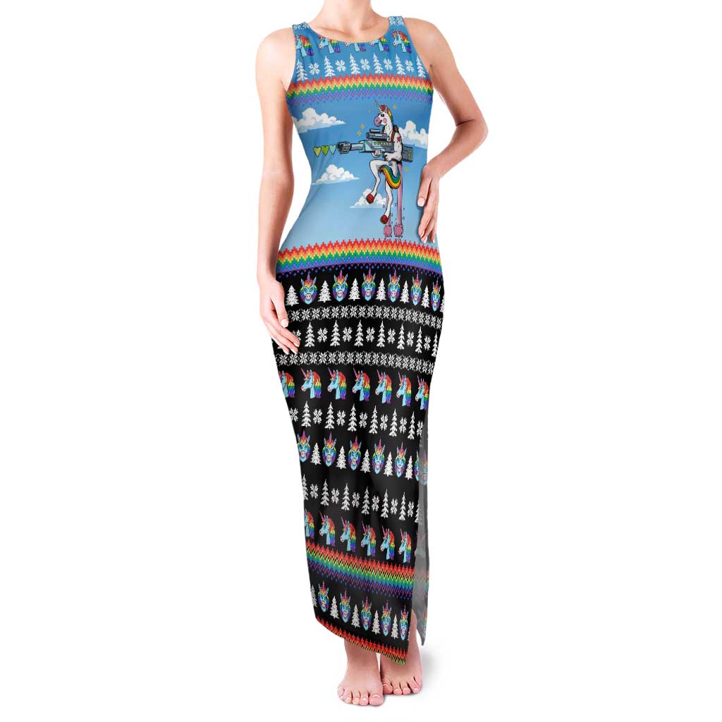 Unicorn Pew Pew Christmas Family Matching Tank Maxi Dress and Hawaiian Shirt Xmas Holiday Patterns - Wonder Print Shop