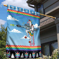Unicorn Pew Pew Christmas Garden Flag Xmas Holiday Patterns - Wonder Print Shop