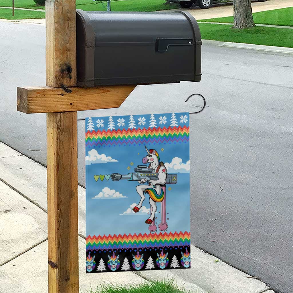 Unicorn Pew Pew Christmas Garden Flag Xmas Holiday Patterns - Wonder Print Shop