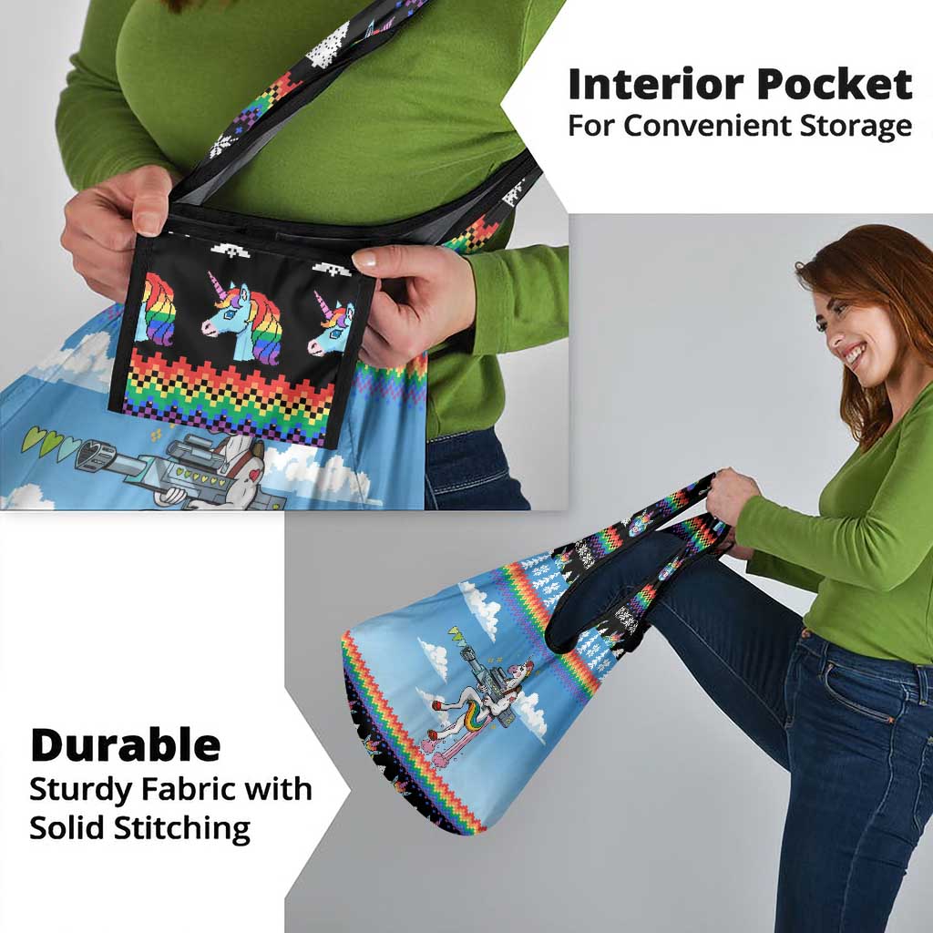Unicorn Pew Pew Christmas Grocery Bag Xmas Holiday Patterns - Wonder Print Shop
