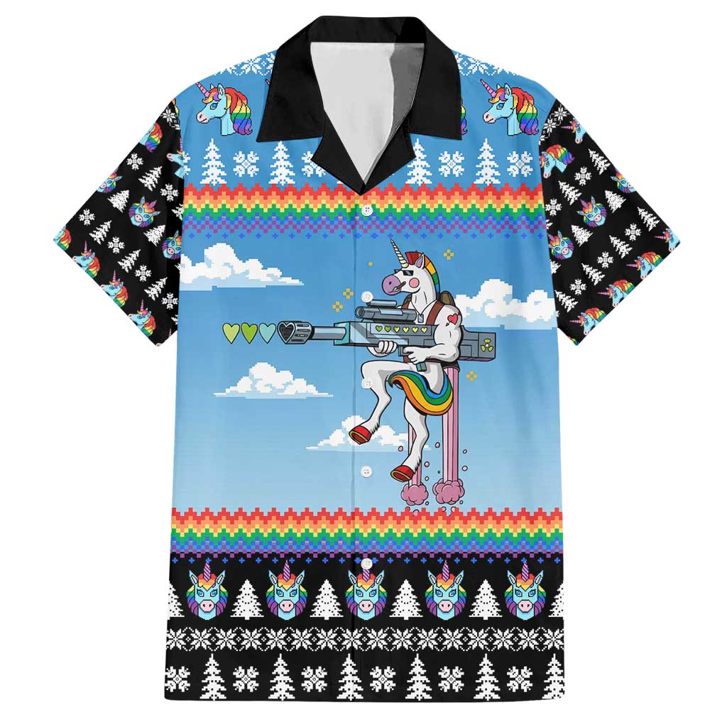 Unicorn Pew Pew Christmas Hawaiian Shirt Xmas Holiday Patterns - Wonder Print Shop