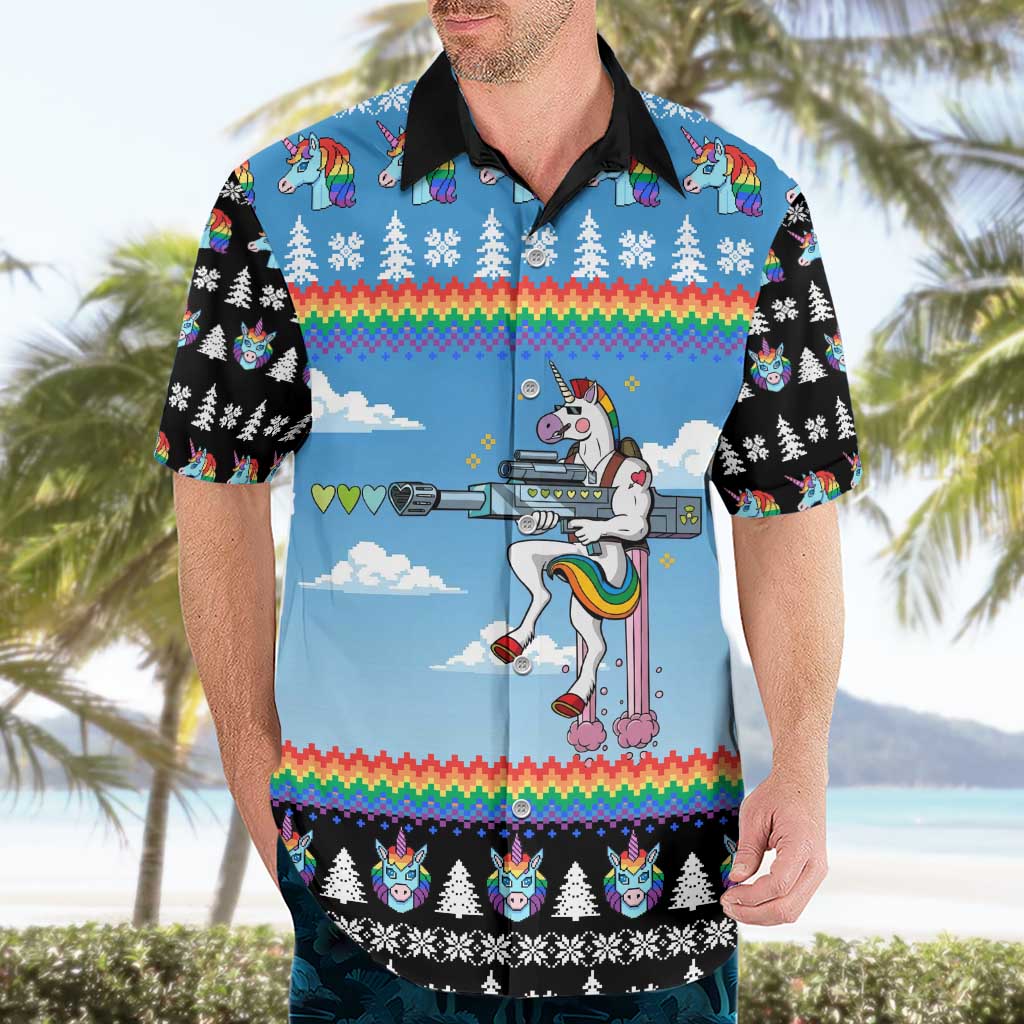 Unicorn Pew Pew Christmas Hawaiian Shirt Xmas Holiday Patterns - Wonder Print Shop