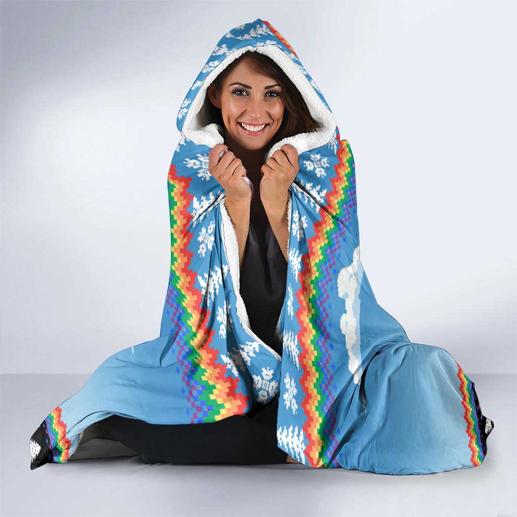 Unicorn Pew Pew Christmas Hooded Blanket Xmas Holiday Patterns - Wonder Print Shop