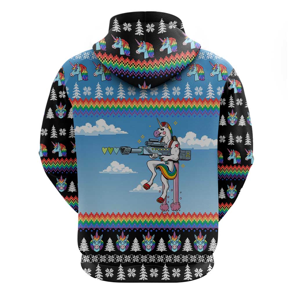 Unicorn Pew Pew Christmas Hoodie Xmas Holiday Patterns - Wonder Print Shop