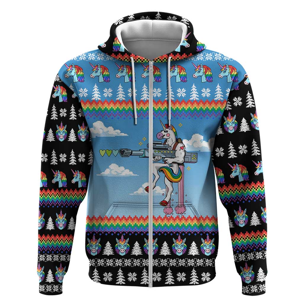 Unicorn Pew Pew Christmas Hoodie Xmas Holiday Patterns - Wonder Print Shop