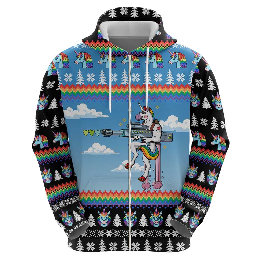 Unicorn Pew Pew Christmas Hoodie Xmas Holiday Patterns - Wonder Print Shop