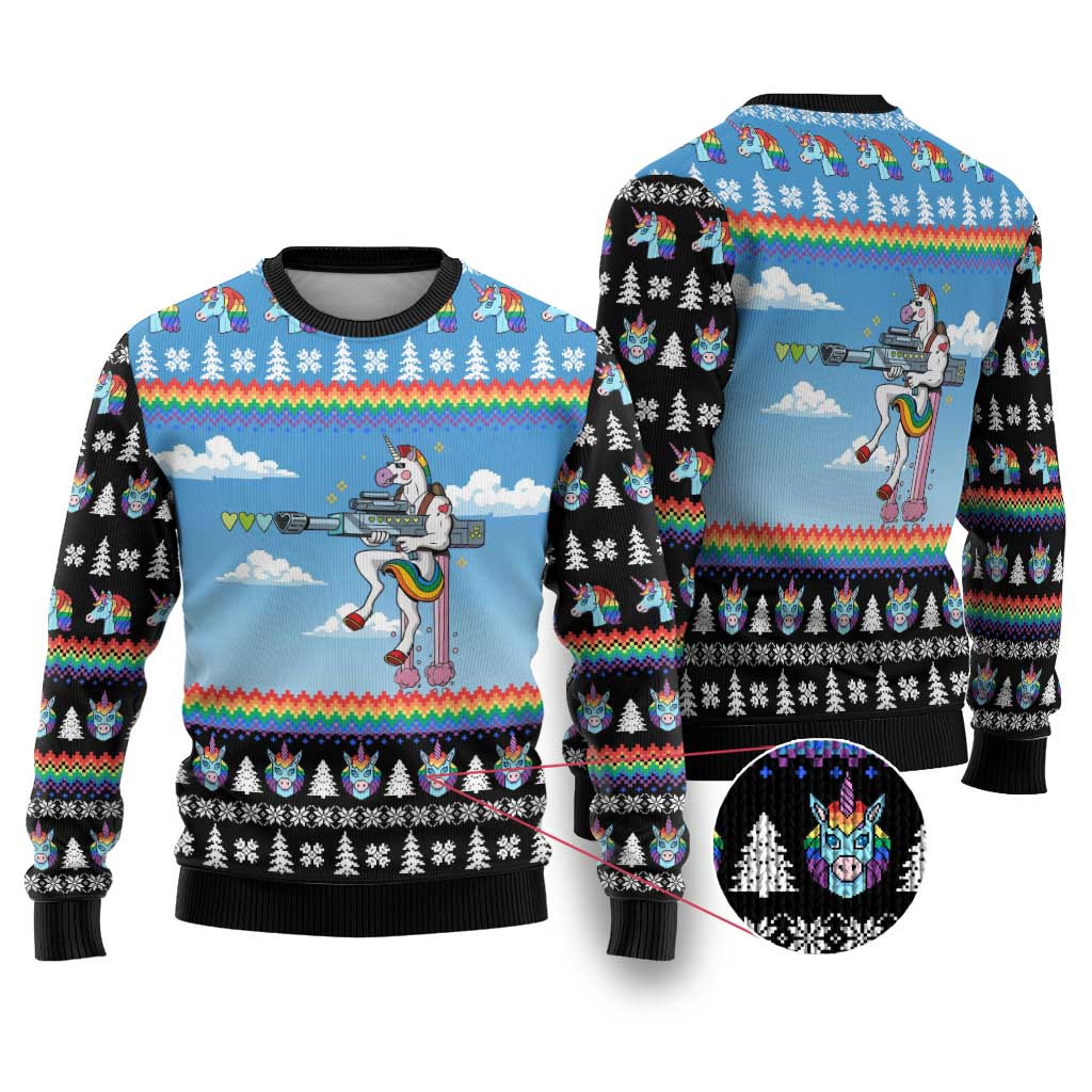 Unicorn Pew Pew Christmas Ugly Christmas Sweater Xmas Holiday Patterns - Wonder Print Shop