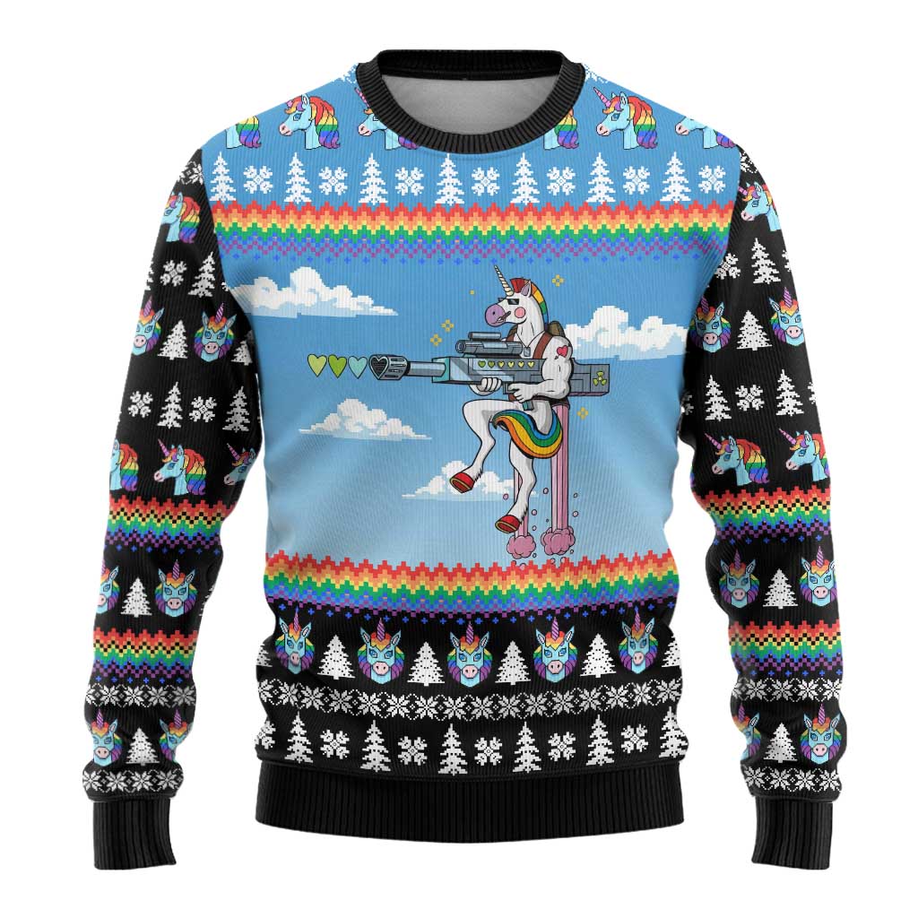 Unicorn Pew Pew Christmas Ugly Christmas Sweater Xmas Holiday Patterns - Wonder Print Shop