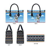 Unicorn Pew Pew Christmas Leather Bag Xmas Holiday Patterns - Wonder Print Shop