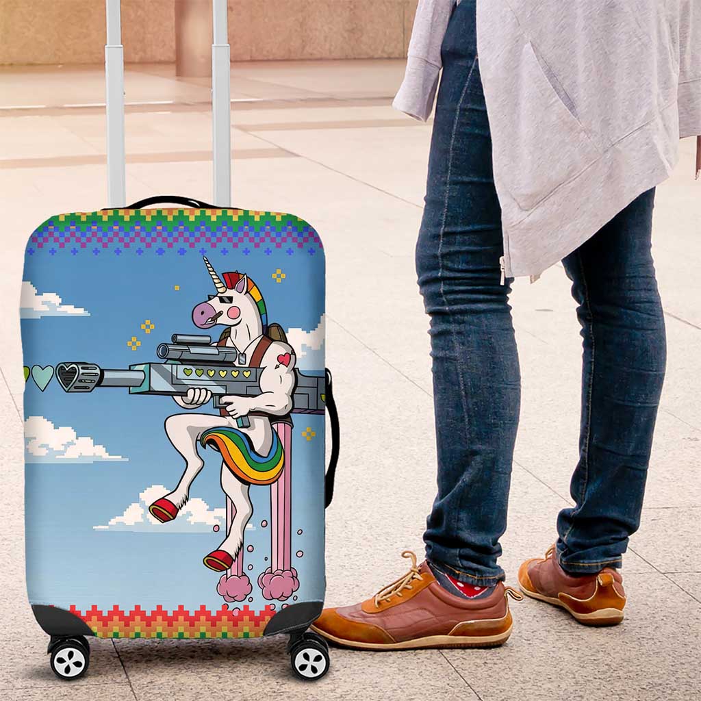 Unicorn Pew Pew Christmas Luggage Cover Xmas Holiday Patterns - Wonder Print Shop