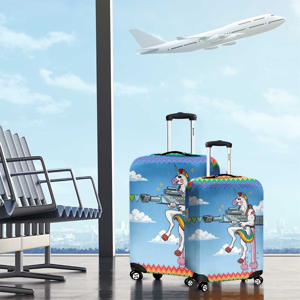 Unicorn Pew Pew Christmas Luggage Cover Xmas Holiday Patterns - Wonder Print Shop