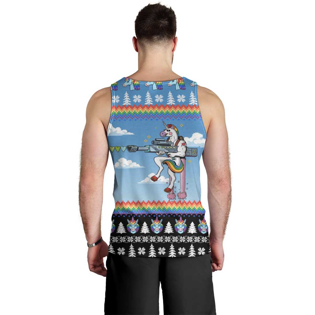 Unicorn Pew Pew Christmas Men Tank Top Xmas Holiday Patterns - Wonder Print Shop