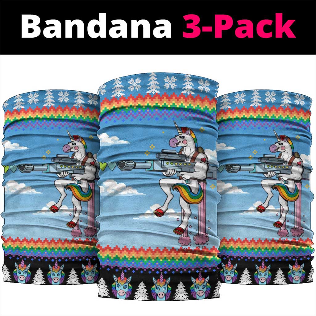 Unicorn Pew Pew Christmas Neck Gaiter Xmas Holiday Patterns - Wonder Print Shop